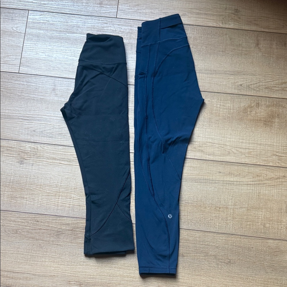 lululemon athletica Black and Navy High-Waist Workout Leggings